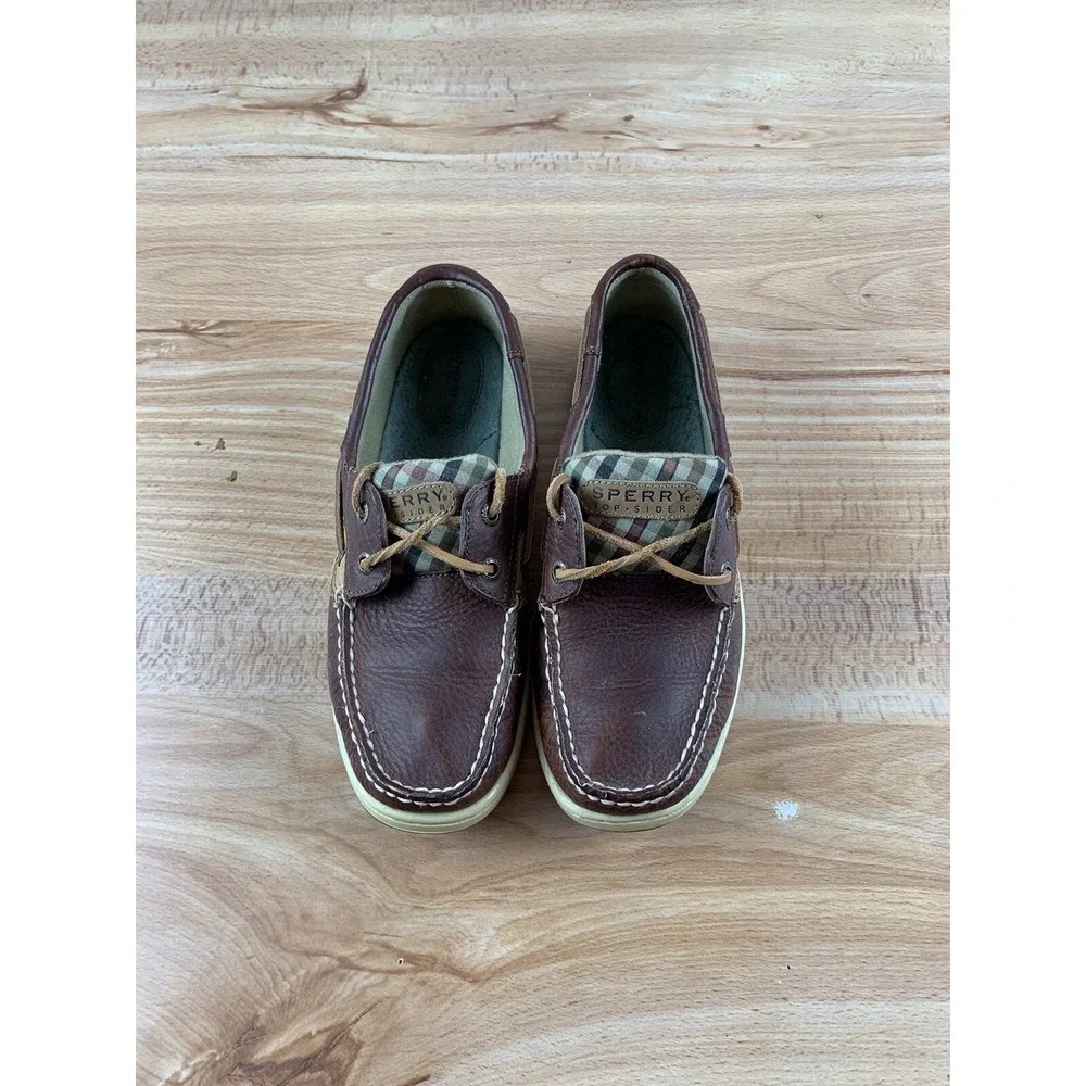 Sperry Top-Sider Women 8M Brown Plaid Bluefish Boat Casual Shoes 9353632